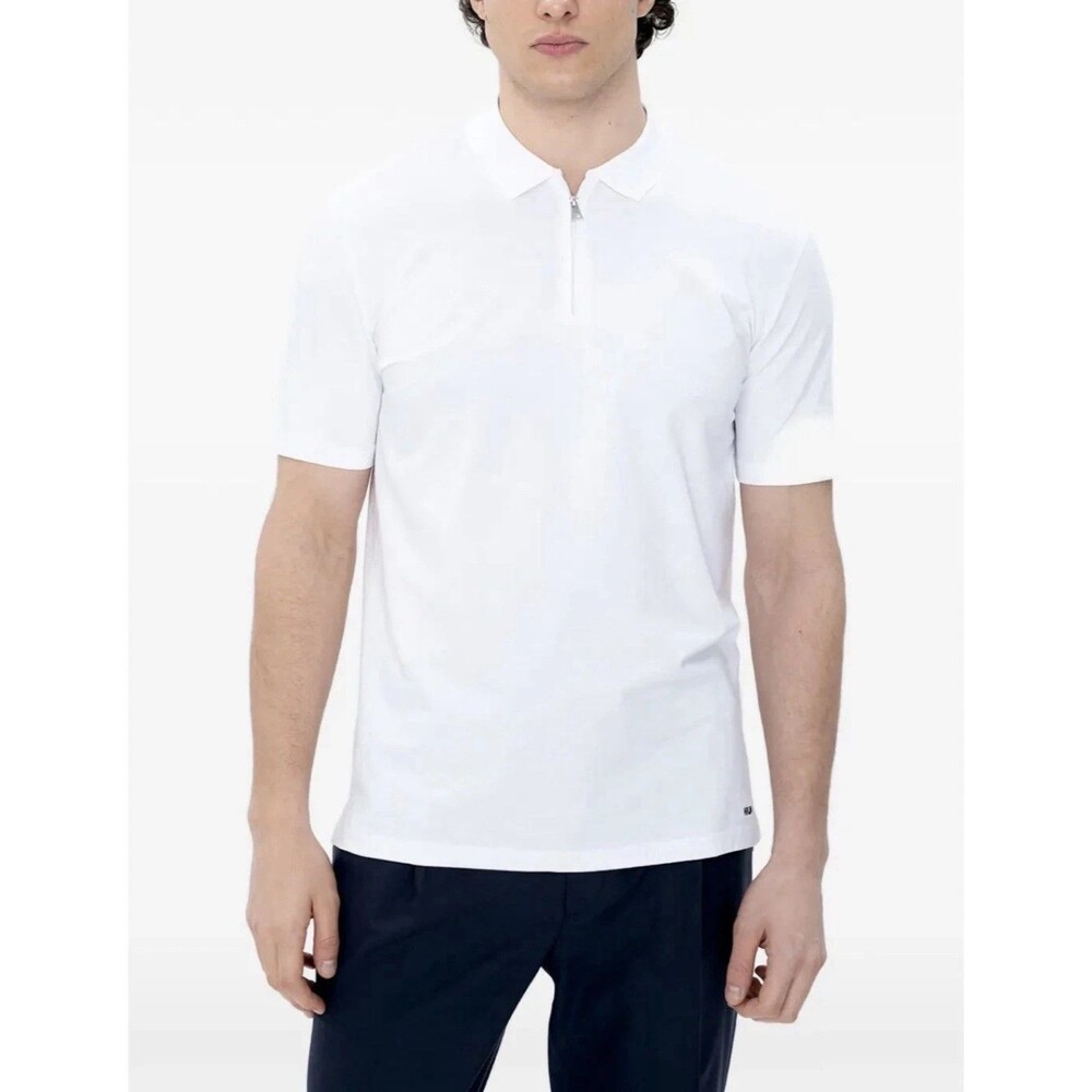 Hugo Boss Men's Dekok233 Performance Short Sleeve 1/4 Zip Polo Shirt White S